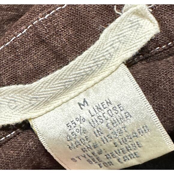 CC Couture Jacket Womens Size M Brown Button Up Linen Blend Y2K Style Minimalist - Picture 6 of 6